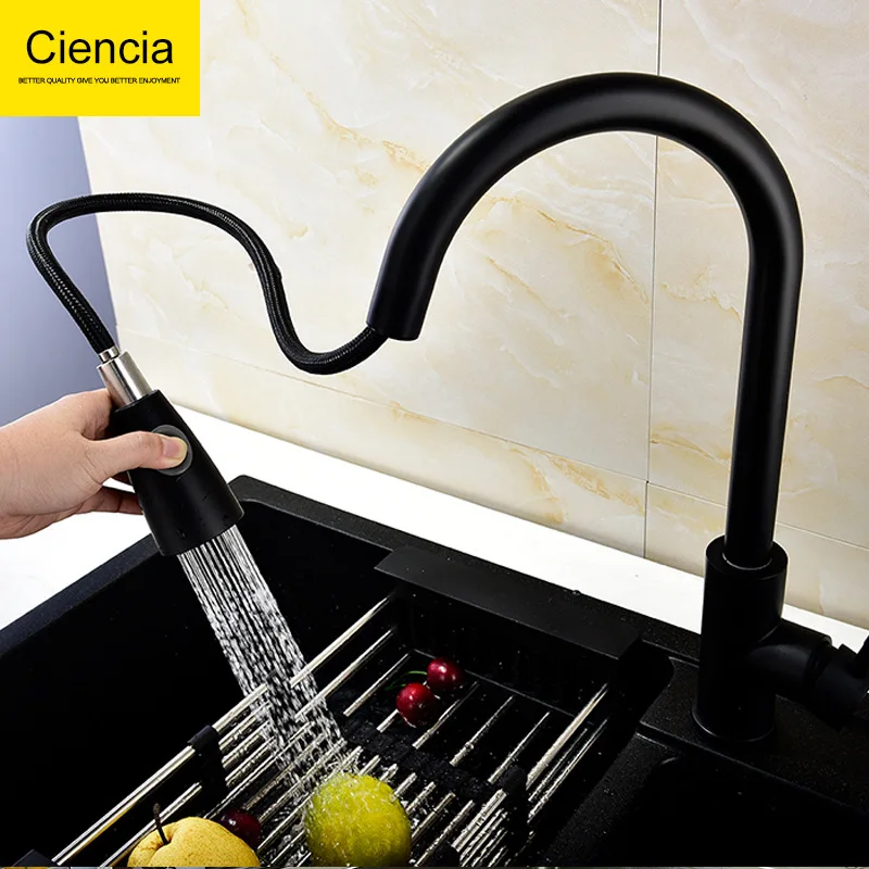 304 Stainless Steel Sink Kitchen Faucet Black And White with Pattern Tensile Hot And Cold Faucet Pull-out Kitchen Faucet
304 Stainless Steel Sink Kitchen Faucet Black And White with Pattern Tensile Hot And Cold Faucet Pull-out Kitchen Faucet