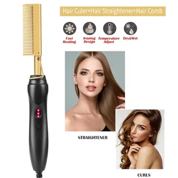 Hot Comb Straightener Electric Comb Brush Heating Flat Irons Straightening Brush Titanium Alloy styler Corrugation Hair Curler
Hot Comb Straightener Electric Comb Brush Heating Flat Irons Straightening Brush Titanium Alloy styler Corrugation Hair Curler