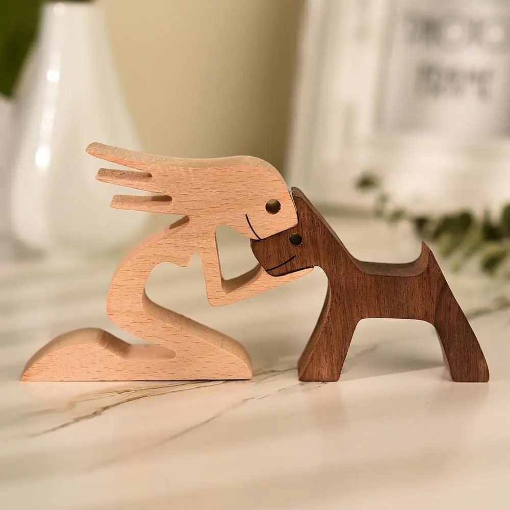 Family Wooden Statue Couple Human And Dog Figurines Home Decor Craft Table Ornaments Gifts Office Desk Accessories Dekoration Family Wooden Statue Couple Human And Dog Figurines Home Decor Craft Table Ornaments Gifts Office Desk Accessories Dekoration
