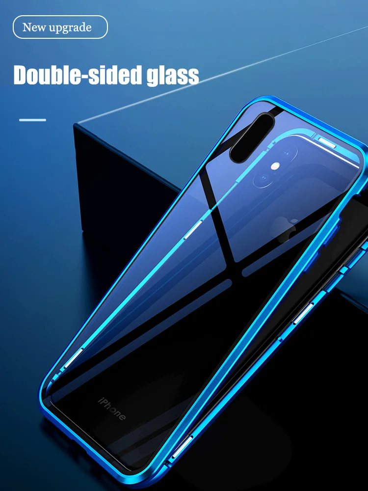 Металлический магнитный чехол 360 для телефона iphone SE 2020 двухсторонний из