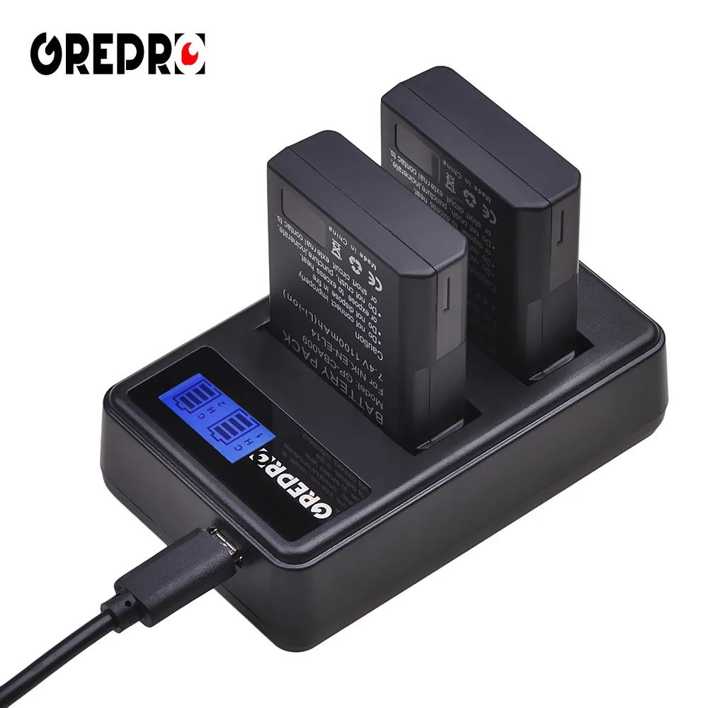 

EN-EL14 EN-EL14a Battery with LCD USB Charger for Nikon Coolpix P7000 P7100 P7700 P7800 P7000 DSLR D3300 D3200 D3100 D5100 D5200