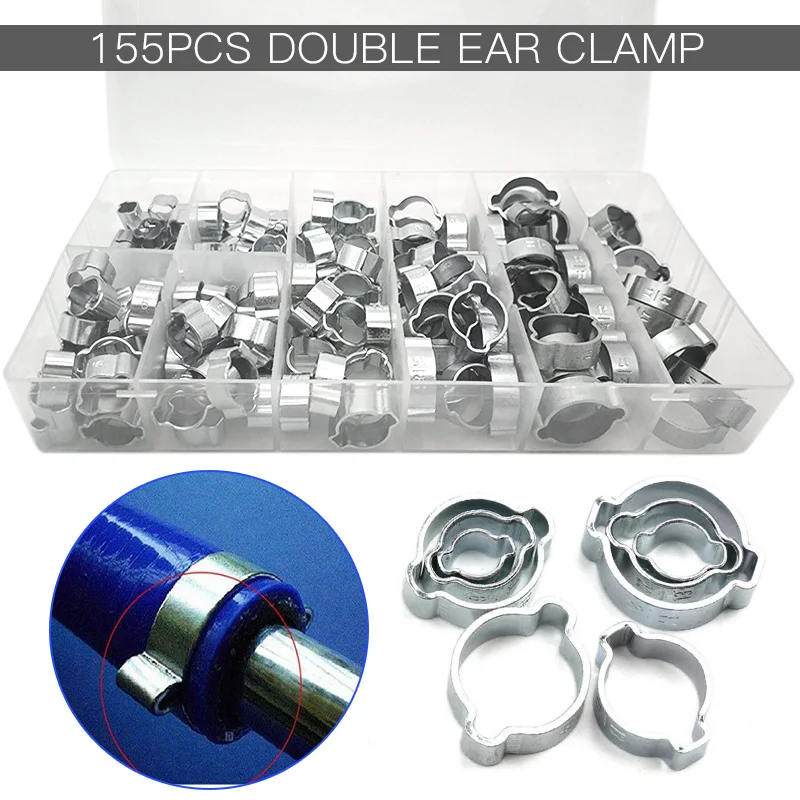 135pcs Double Ears Hose Clamp Tool Worm Drive Fuel Water Fuel Hose Air Tube Pipe Clips Assortment for Pipe Clamp
135pcs Double Ears Hose Clamp Tool Worm Drive Fuel Water Fuel Hose Air Tube Pipe Clips Assortment for Pipe Clamp