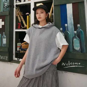 SAM'S TREE Gray Solid Minimalist Pullover Casual Hoodies Sweatshirts Women 2020 Spring Pure Sleeveless Ladies Korean Daily Top
SAM'S TREE Gray Solid Minimalist Pullover Casual Hoodies Sweatshirts Women 2020 Spring Pure Sleeveless Ladies Korean Daily Top