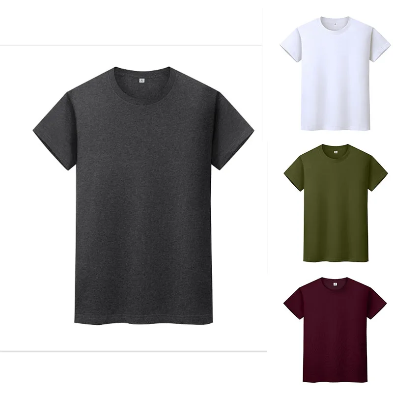 Фото Мужская Современная футболка 100% хлопок большие s-5xl круглый вырез сплошной цвет
