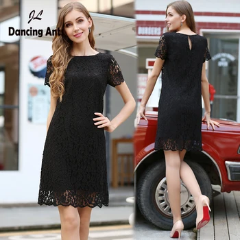 Plus-Size S-5XL Summer Dress Short Sleeve O-neck Sexy Hollow Out Lace Dresses Office Lady Loose Woman Straight Dresses 2020 New 
Plus-Size S-5XL Summer Dress Short Sleeve O-neck Sexy Hollow Out Lace Dresses Office Lady Loose Woman Straight Dresses 2020 New