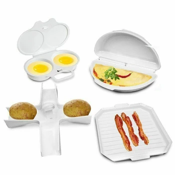 4PCS Baking Set Microwave Oven Steamed Egg Omelet Box Potato Rack Bacon Baking Tray 9371ztou
4PCS Baking Set Microwave Oven Steamed Egg Omelet Box Potato Rack Bacon Baking Tray 9371ztou