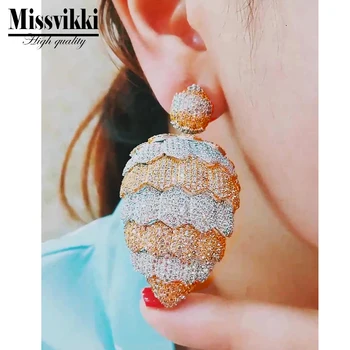 

missvikki Noble Luxury Big Drop Pendant Earrings With Shining Brincos Bridal Women Wedding Party Show Jewelry High Quality