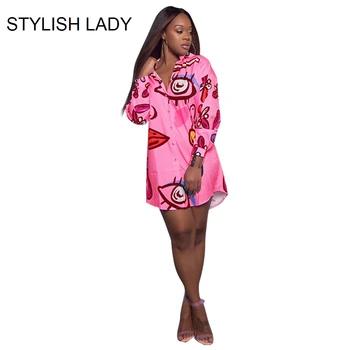 STYLISH LADY Eye Lips Printed Shirt Dress 2019 Autumn Women Long Sleeve Turn Down Collar Front Button Casual Street Mini Dress 
STYLISH LADY Eye Lips Printed Shirt Dress 2019 Autumn Women Long Sleeve Turn Down Collar Front Button Casual Street Mini Dress