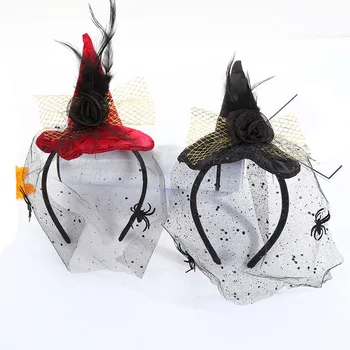 Women Girl Witch Top Hat Headband Veil Fancy Dress Costume Halloween Headwear Party Favors Black Red Spider Gift 
Women Girl Witch Top Hat Headband Veil Fancy Dress Costume Halloween Headwear Party Favors Black Red Spider Gift