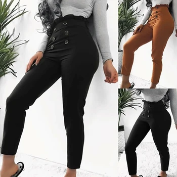 High Waist Pants Women Trousers Ruffled Button Skinny Pencil Pant Sweatpants Solid Ankle Length Harajuku Pants Womens Trousers 
High Waist Pants Women Trousers Ruffled Button Skinny Pencil Pant Sweatpants Solid Ankle Length Harajuku Pants Womens Trousers