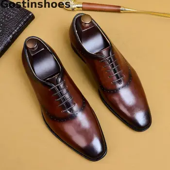 Whole Cut Genuine Cow Leather Men Shoes Black Brown Dress Fromal Leather Shoes Men Oxfords Lace-up Pointed Toe For Wedding Party 
Whole Cut Genuine Cow Leather Men Shoes Black Brown Dress Fromal Leather Shoes Men Oxfords Lace-up Pointed Toe For Wedding Party