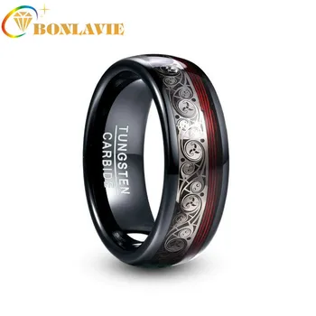 BONL AVIE 8mm Black Tungsten Steel Ring for Men Inlay Triple Spiral Pattern+Red Guitar String Tungsten Carbide Ring
BONL AVIE 8mm Black Tungsten Steel Ring for Men Inlay Triple Spiral Pattern+Red Guitar String Tungsten Carbide Ring