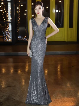Kesna 2020 Sequin Long Gown Evening Dresses Elegant Silver gray Mermaid V Neck Half Sleeve Formal Party Dress Vestido Longo
Kesna 2020 Sequin Long Gown Evening Dresses Elegant Silver gray Mermaid V Neck Half Sleeve Formal Party Dress Vestido Longo