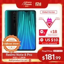 Versão global xiaomi redmi nota 8 pro 6 gb 128 gb telefone móvel 64mp quad câmera mtk heilo g90t octa núcleo smartphone 4500 mah nfc(China)