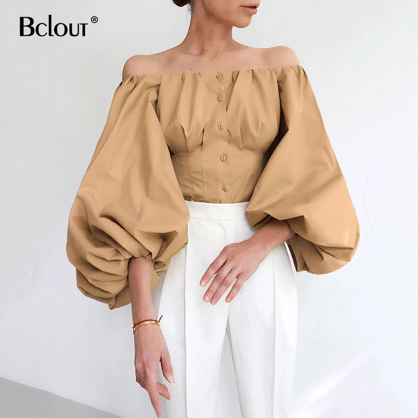 Bclout Off Shoulder Elegent Women Blouse Vintage Button Lantern Sleeve Sexy Office Shirts Blouses Lady 2020 Summer Top Female 
Bclout Off Shoulder Elegent Women Blouse Vintage Button Lantern Sleeve Sexy Office Shirts Blouses Lady 2020 Summer Top Female