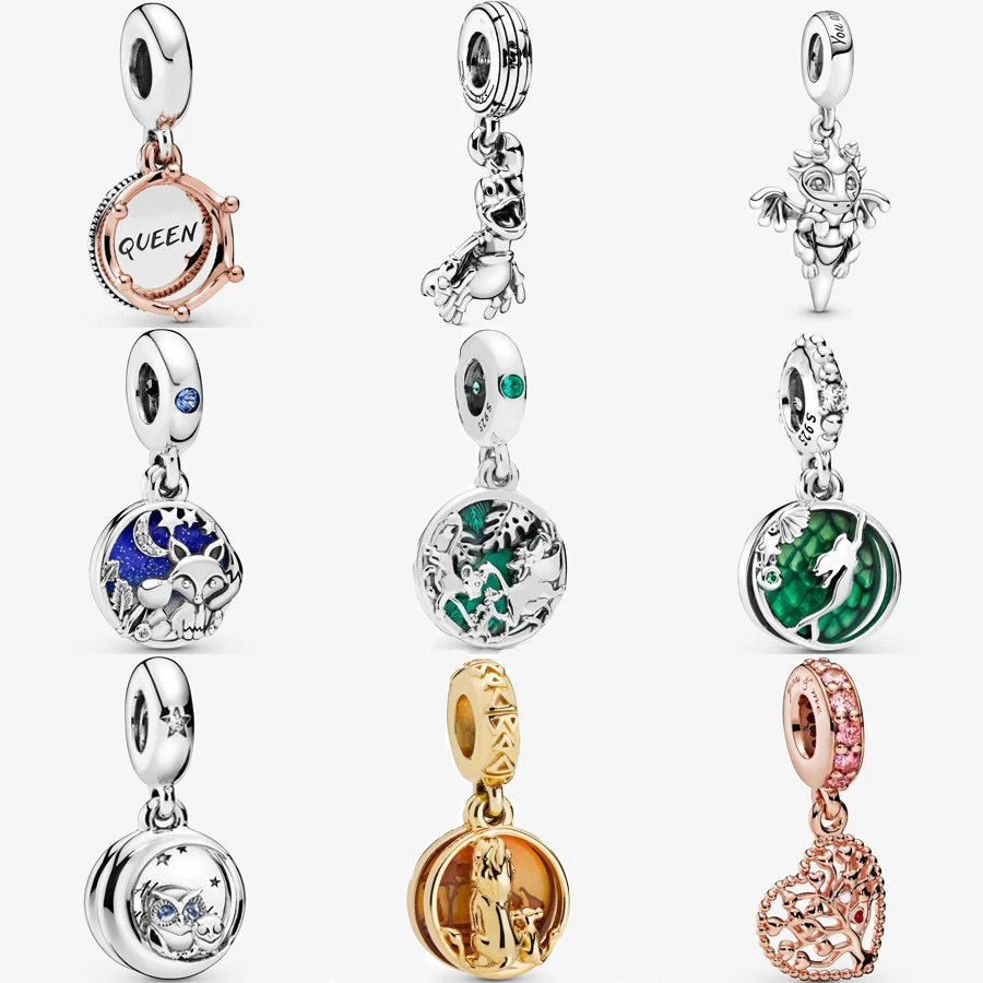 2019 New 925 Sterling Silver Ariel Dangle Charm Fit pandora Bracelet Necklace Pendant Fox & Rabbit Dangle Charm DIY Jewelry