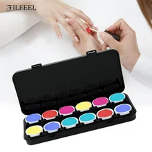 24 grilles Nail Art Palette Double plateau boîte dessin peinture aquarelle Pigment colle boîtier de mélange fournitures plateau étui Nail Art outils(China)