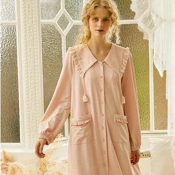 Long Sleeve Sleepwear Sweet Long Nightdress Knitting Cotton Woman Nightgown Red Pink White 3 Color
Long Sleeve Sleepwear Sweet Long Nightdress Knitting Cotton Woman Nightgown Red Pink White 3 Color