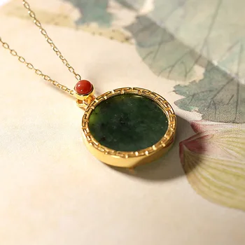 Yiluyin S925 pure silver Hetian jade Jasper safety buckle South Red personalized high grade lady Gold Plated Pendant 
Yiluyin S925 pure silver Hetian jade Jasper safety buckle South Red personalized high grade lady Gold Plated Pendant