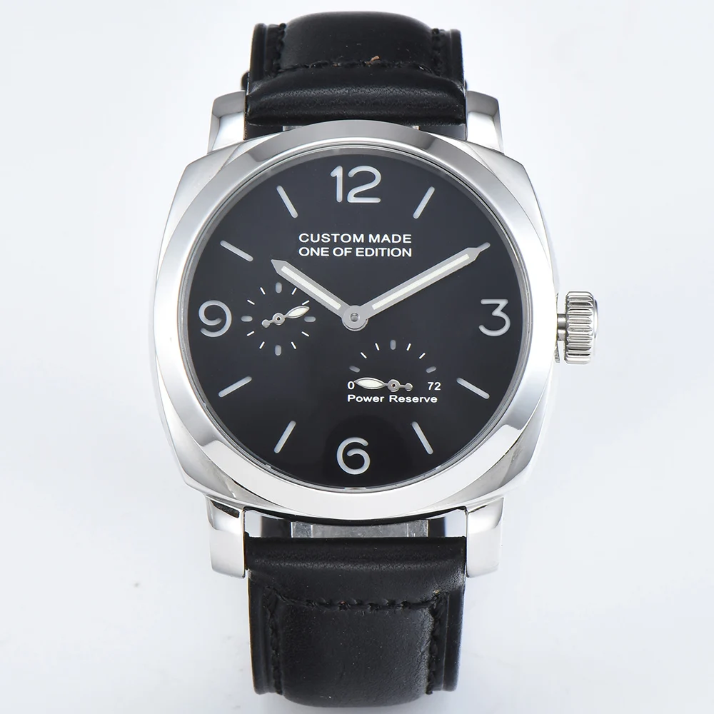 44MM Watch automatic movement men's silver steel case 316L new with leather strap with luminous pointer
44MM Watch automatic movement men's silver steel case 316L new with leather strap with luminous pointer