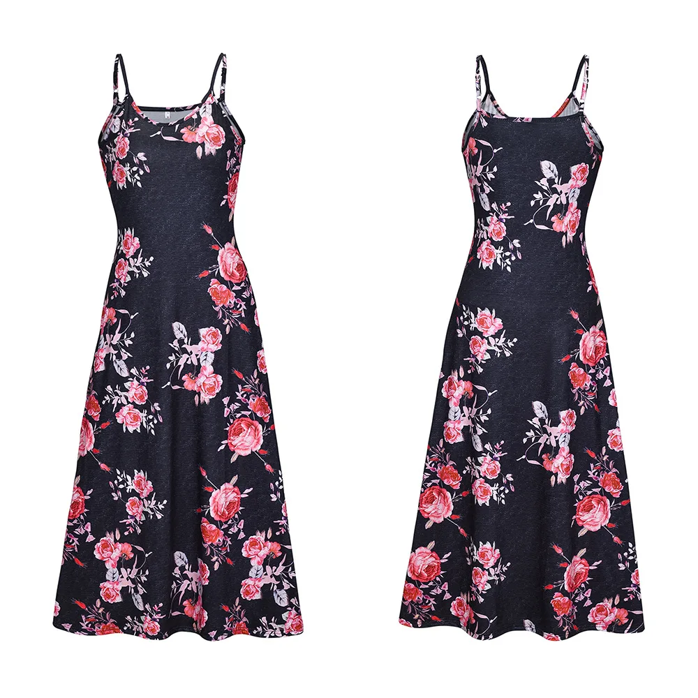 Sexy Maxi Dresses For Women Boho Print V-Neck Floral Sundresses Women Sleeveless Plus Size Dresses For Women 4xl 5xl Summer 2020