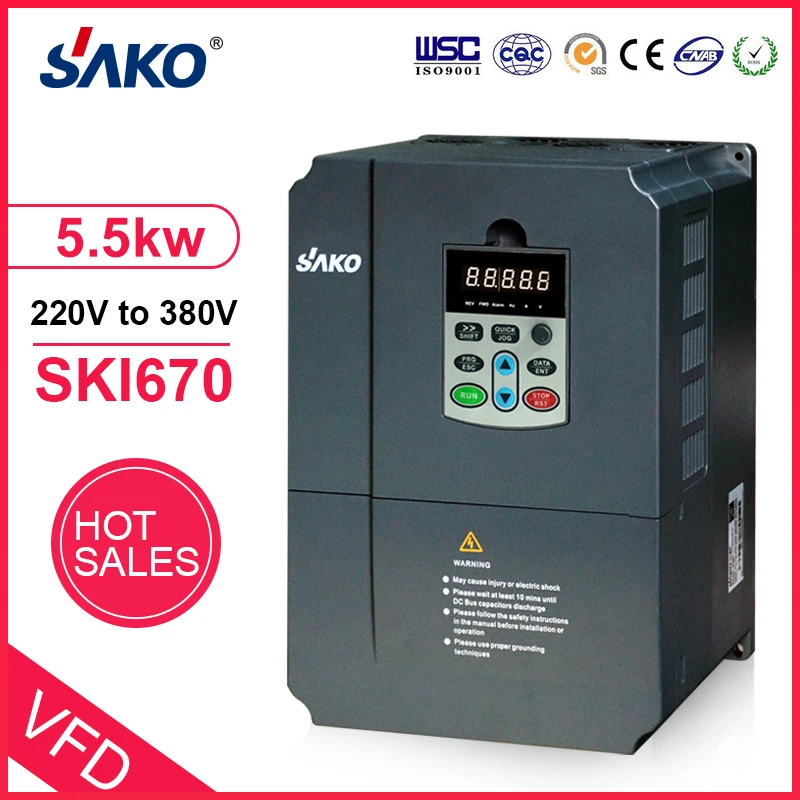 Высокопроизводительный преобразователь частоты Sako SKI670 5.5KW VFD вход 220 В 1ph на выход