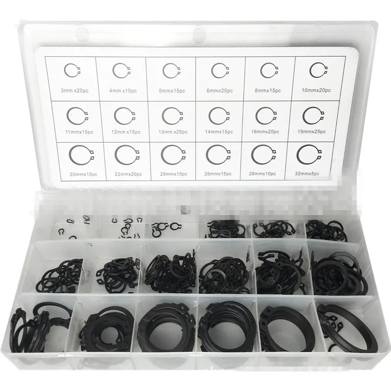 300 Pcs Circlip Set External Black C-type Snap Ring Opening Ring for Elastic Shaft Retaining Ring
300 Pcs Circlip Set External Black C-type Snap Ring Opening Ring for Elastic Shaft Retaining Ring