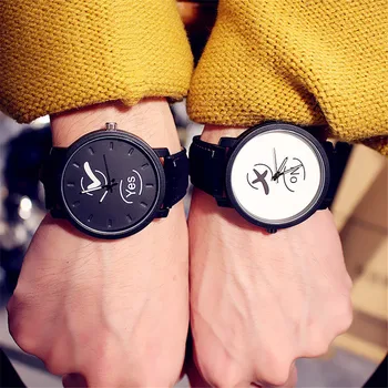 Yes/No Design Couple Watches Quartz Movement Stylish Lovers Wristwatch Black Leather Strap Men Watch Casual Timepiece Gifts 
Yes/No Design Couple Watches Quartz Movement Stylish Lovers Wristwatch Black Leather Strap Men Watch Casual Timepiece Gifts