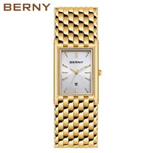 

BERNY Women Quartz Watches Luxury Gold Watch Band 3ATM Stainless Steel Hardlex Material Women's Wristwatch Gift Relógio Feminino