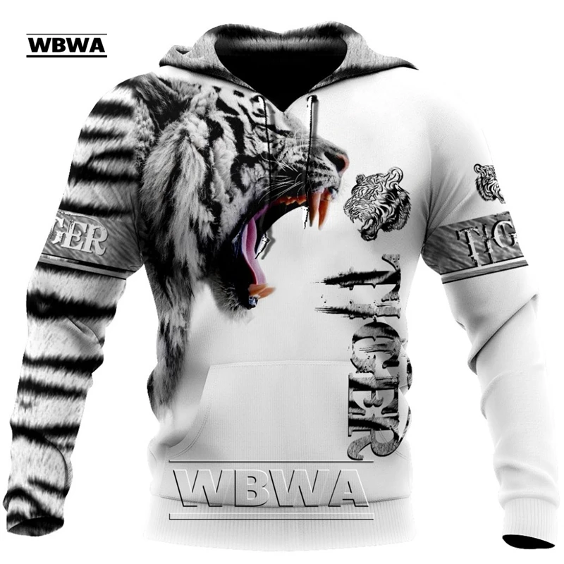 Brand Fashion Autumn lion Hoodies White Tiger Skin 3D All Over Printed Mens Sweatshirt Unisex Zip Pullover Casual Jacket | Мужская