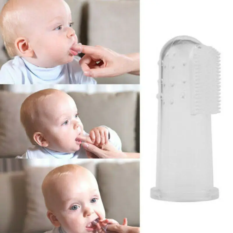 Pudcoco Soft Finger Toothbrush Infant Oral Dental Teeth Cleaning Care Hygiene Brushes Silicone Transparent Toothbrushes with Box | Мать и