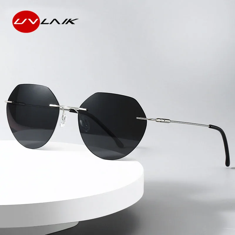 

UVLAIK Rimless Night Drivin Sunglasses Men Women Fashion Polarized Sun Glasses Female Male Driving Photochromic Sunglass UV400