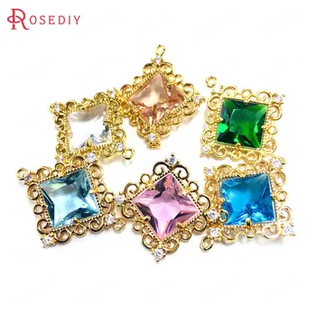 (38804)6PCS 10MM 24K Champagne Gold Color Brass and Zircon and Glass 2 Holes Square Connect Charms Pendants Jewelry Accessories
(38804)6PCS 10MM 24K Champagne Gold Color Brass and Zircon and Glass 2 Holes Square Connect Charms Pendants Jewelry Accessories