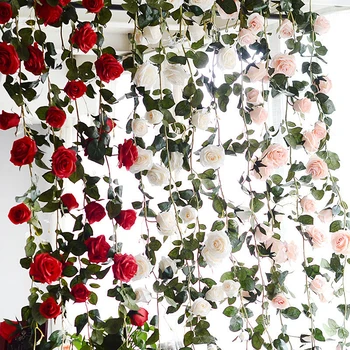 Artificial Rose Flower 180cm Ivy Vine Wedding Decor Real Touch Silk Flowers String With Leaves for Home Hanging Garland Decor
Artificial Rose Flower 180cm Ivy Vine Wedding Decor Real Touch Silk Flowers String With Leaves for Home Hanging Garland Decor