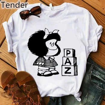 Short Sleeve Cartoon PAZ Mafalda or QUIERO Cafe Printed Women T-Shirt Kawaii O-Neck Funny T Shirts Women Tops Tee Camiseta Mujer 
Short Sleeve Cartoon PAZ Mafalda or QUIERO Cafe Printed Women T-Shirt Kawaii O-Neck Funny T Shirts Women Tops Tee Camiseta Mujer