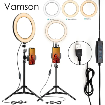 Vamson Dimmable LED Ring Light, Light Stand, for Camera,Smartphone,YouTube,Self-Portrait Photography Vlogging Video VLS10C
Vamson Dimmable LED Ring Light, Light Stand, for Camera,Smartphone,YouTube,Self-Portrait Photography Vlogging Video VLS10C
