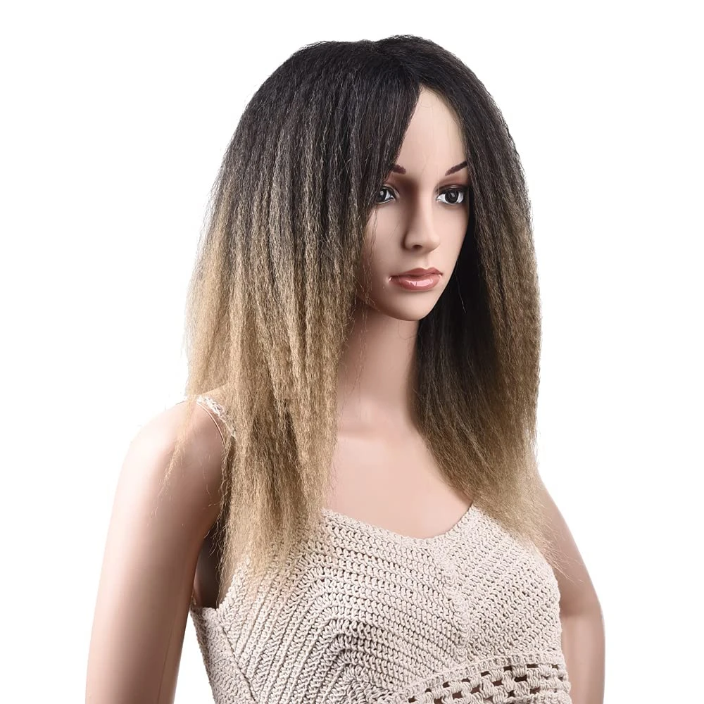 Short Kinky Straight Wig Synthetic Wigs Ombre Blonde 1B/27 Colored Yaki Straight Fluffy Wigs For Black Women
Short Kinky Straight Wig Synthetic Wigs Ombre Blonde 1B/27 Colored Yaki Straight Fluffy Wigs For Black Women