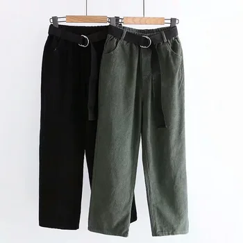 winter vintage corduroy pants women 2020 black long casual with belt pocket streetwear loose solid trousers female mujer
winter vintage corduroy pants women 2020 black long casual with belt pocket streetwear loose solid trousers female mujer