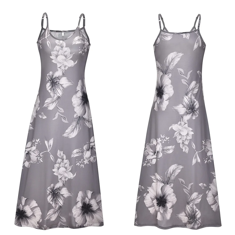 Sexy Maxi Dresses For Women Boho Print V-Neck Floral Sundresses Women Sleeveless Plus Size Dresses For Women 4xl 5xl Summer 2020