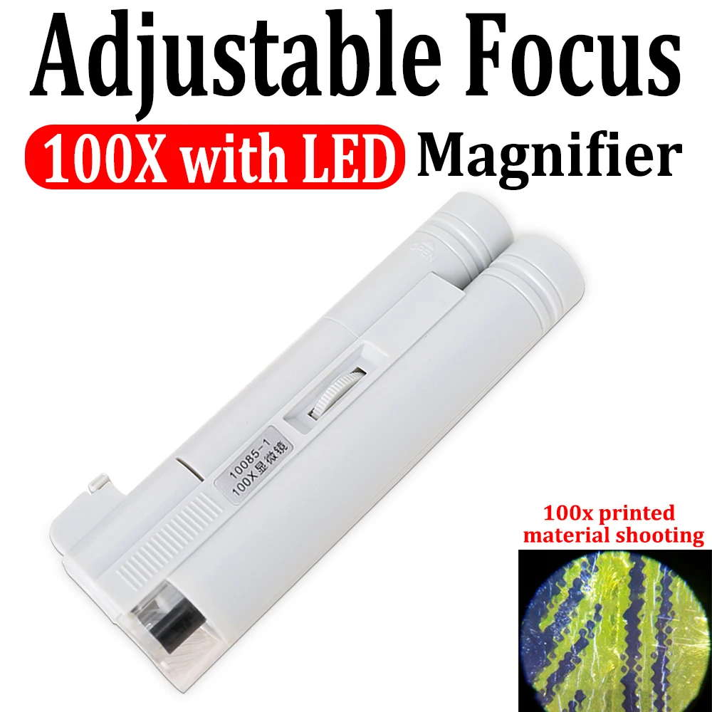 

100X Zoom LED Light Jewelry Magnifier Handheld Microscope Lens Loupe Pocket M05 Magnifying Glass