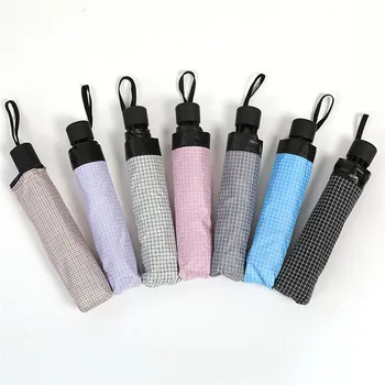 New Style Fine Grid Stripes Vinyl Tri-fold Umbrella Pongee Covered Edge England shang wu san 55 * 8k Advertising Umbrella
New Style Fine Grid Stripes Vinyl Tri-fold Umbrella Pongee Covered Edge England shang wu san 55 * 8k Advertising Umbrella