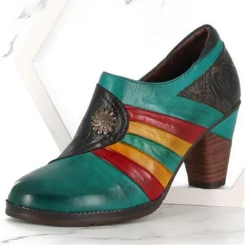 Retro Women Botas mujer Flower Genuine Leather Simple ZIP 6-8CM Thick High Heel Ankle Boots Shoes Metal decoration women shoes
Retro Women Botas mujer Flower Genuine Leather Simple ZIP 6-8CM Thick High Heel Ankle Boots Shoes Metal decoration women shoes