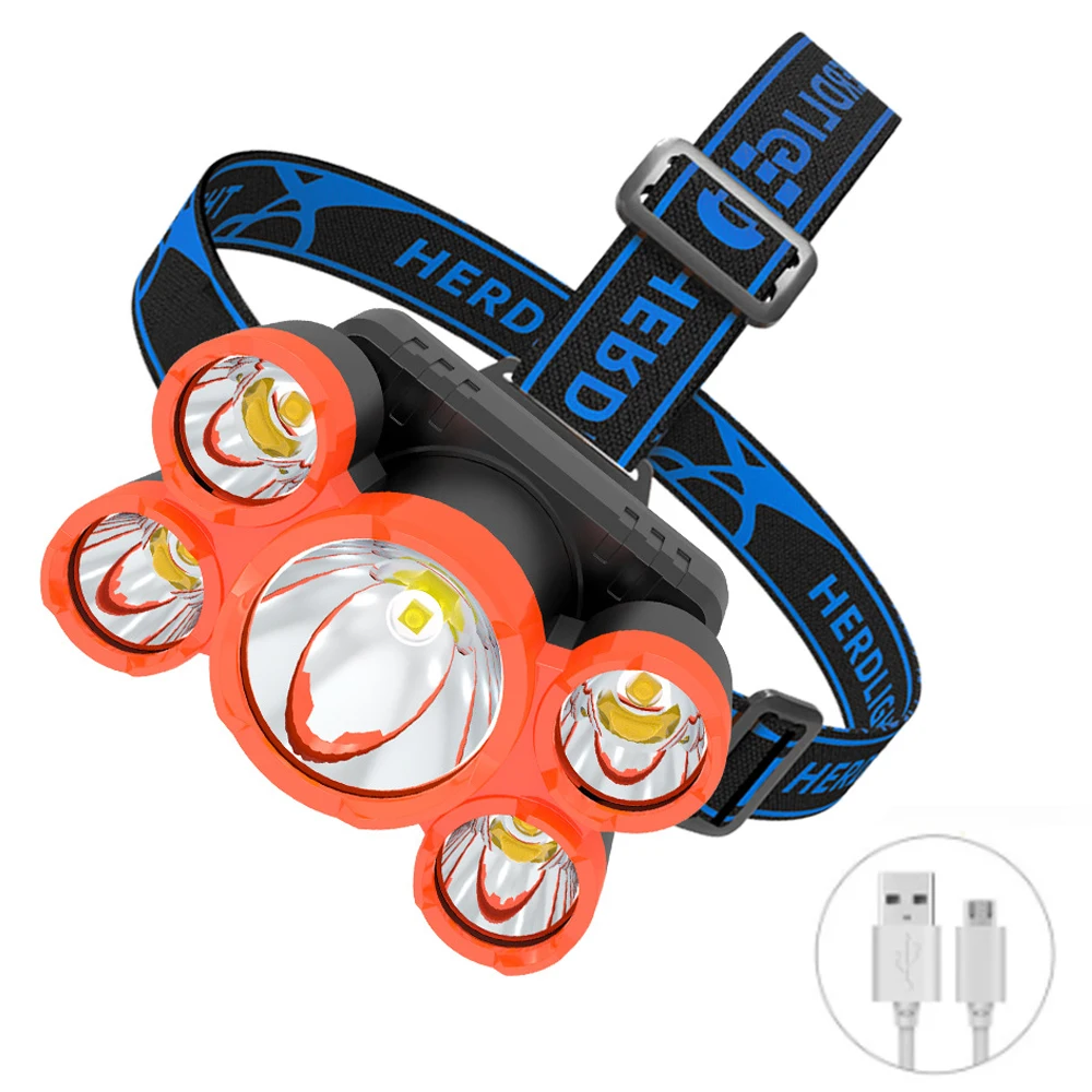 500LM XM-L T6 5LED Hunting Headlamp 18650 USB Rechargeable Fishing Head Torch Light 2Mode Camping Emergency Lantern Work Light
500LM XM-L T6 5LED Hunting Headlamp 18650 USB Rechargeable Fishing Head Torch Light 2Mode Camping Emergency Lantern Work Light