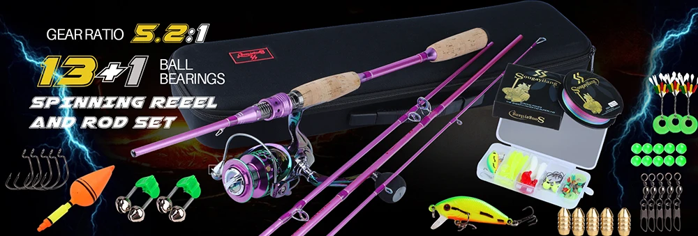 Description Picture 4 of itemSougayilang Fishing Rod and Reel Combo Telescopic Fishing Rod Spinning Reel with Free Spool Fishing Hooks Lure Line Bag Full Kit