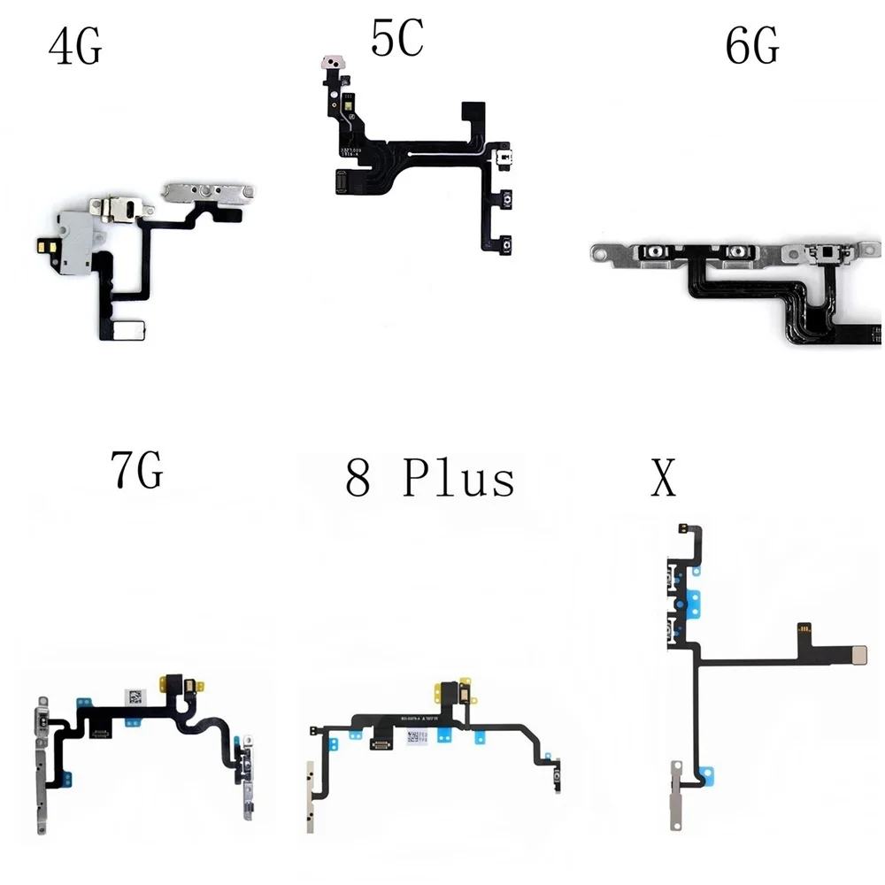 

1pcs Power Button/Lock On/Off Switch Volume/Mute/Silent Replacement for iPhone 4 4s 5 5s 5C 6 6s 6Plus 7 8 Plus X Flash Flex Cab