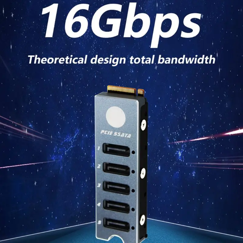 SATA Disk Array Card JMS585-Slim 5 Ports SATA3 for M. 2 Nvme PCI-E 3.0 to SATA 16G JMB585 with Radiator for ThunderBolt3
SATA Disk Array Card JMS585-Slim 5 Ports SATA3 for M. 2 Nvme PCI-E 3.0 to SATA 16G JMB585 with Radiator for ThunderBolt3