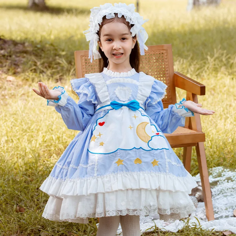 Kids Girls Boutique Dresses Children Lace Bow Long Sleeve Moon And Star Embroidery Ball Gown Kids Birthday Lolita Princess Dress
Kids Girls Boutique Dresses Children Lace Bow Long Sleeve Moon And Star Embroidery Ball Gown Kids Birthday Lolita Princess Dress