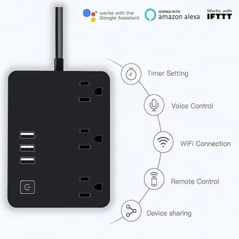Timethinker Tuya WiFi Smart Power Strip US Socket Voice Control Timer Switch Power Strip Outlet 3 USB Port for Alexa Google Home
Timethinker Tuya WiFi Smart Power Strip US Socket Voice Control Timer Switch Power Strip Outlet 3 USB Port for Alexa Google Home