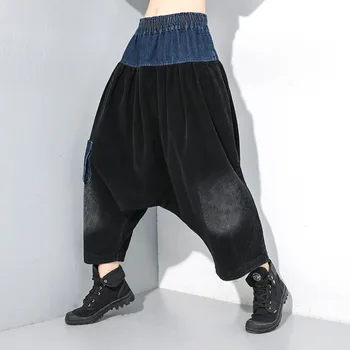 2020 New Spring Autumn New Style Personality High Elastic Waist Black Denim Corduroy Patchwork Harem Pants Big Size Fashion Tide
2020 New Spring Autumn New Style Personality High Elastic Waist Black Denim Corduroy Patchwork Harem Pants Big Size Fashion Tide