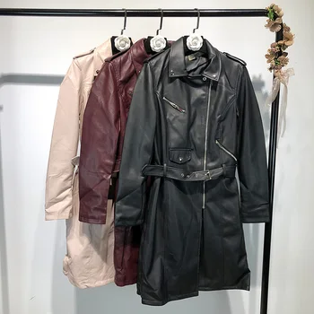 2018 New Women Medium Long PU Trench With Belt Female Europe Style Slim Coat Motorcycle Street Turn-down Collar Full Sleeve Cool
2018 New Women Medium Long PU Trench With Belt Female Europe Style Slim Coat Motorcycle Street Turn-down Collar Full Sleeve Cool